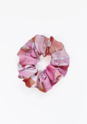 Linen Hair Scrunchie Geo Horse Print | Tangerine