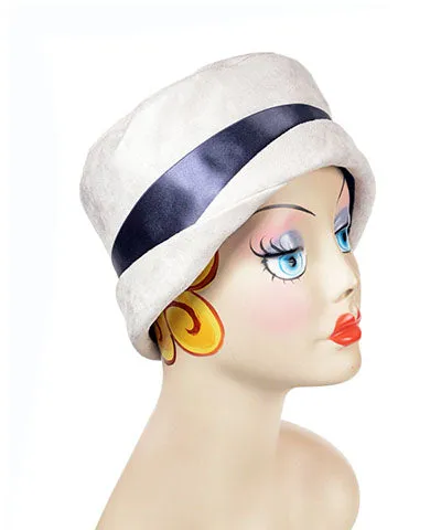 Lola Cloche Hat Style - Faux Suede in Silver (One Large Left!)