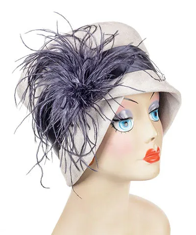 Lola Cloche Hat Style - Faux Suede in Silver (One Large Left!)