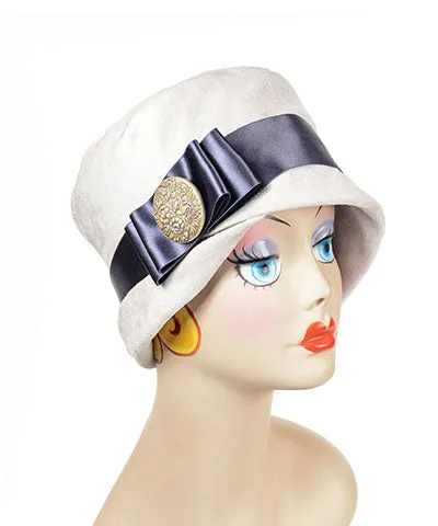 Lola Cloche Hat Style - Faux Suede in Silver (One Large Left!)