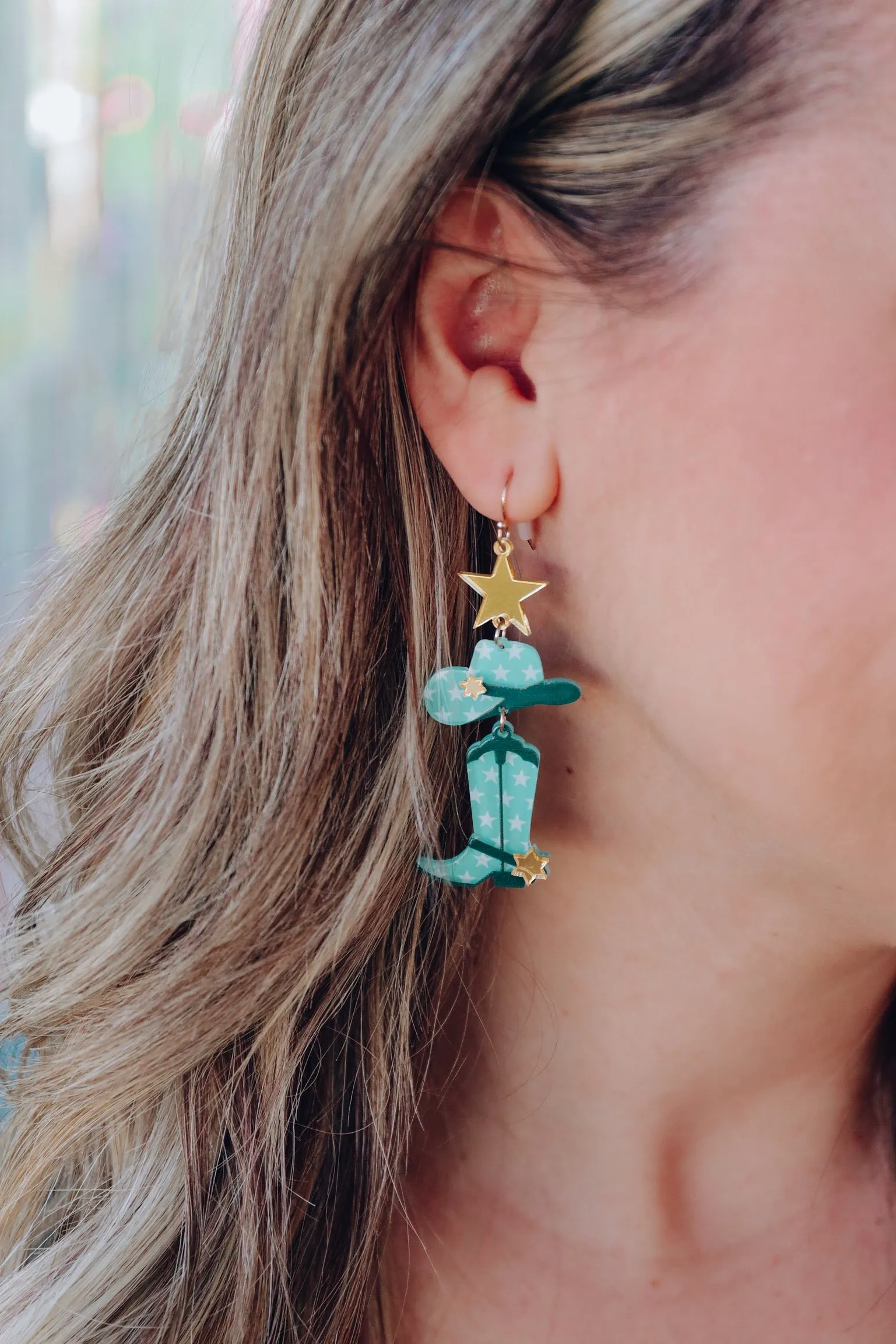 Lone Star Cowboy Earrings - Turquoise