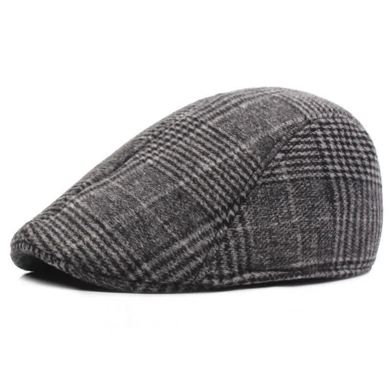 Men's Classic Plaid Cotton Beret Cap