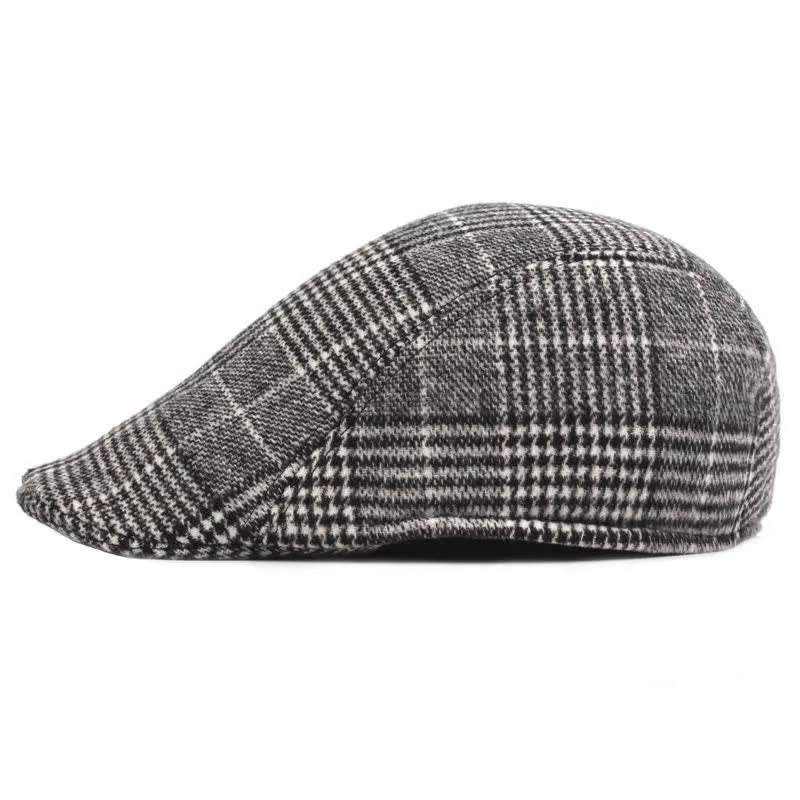 Men's Classic Plaid Cotton Beret Cap