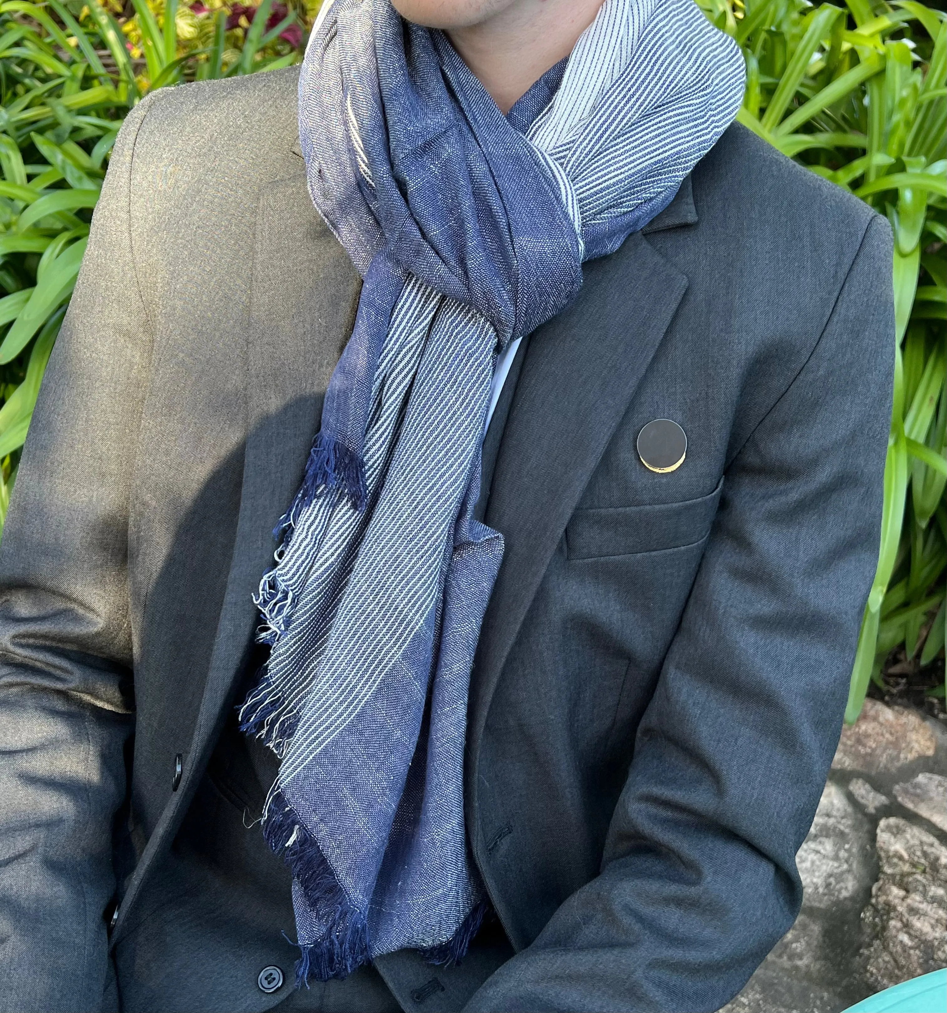 Mens Scarf - Blue Denim Cotton