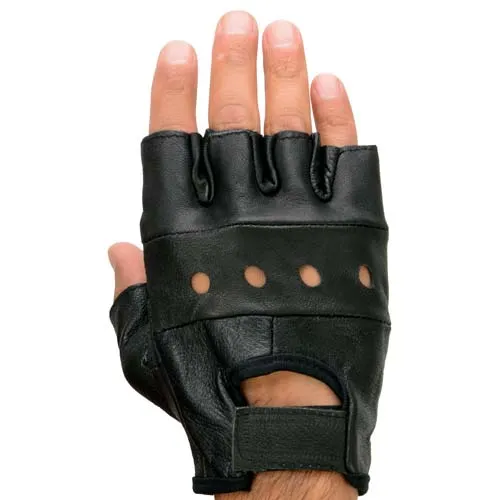 Milwaukee Leather SH355 Men's Motorcycle Black Leather Fingerless