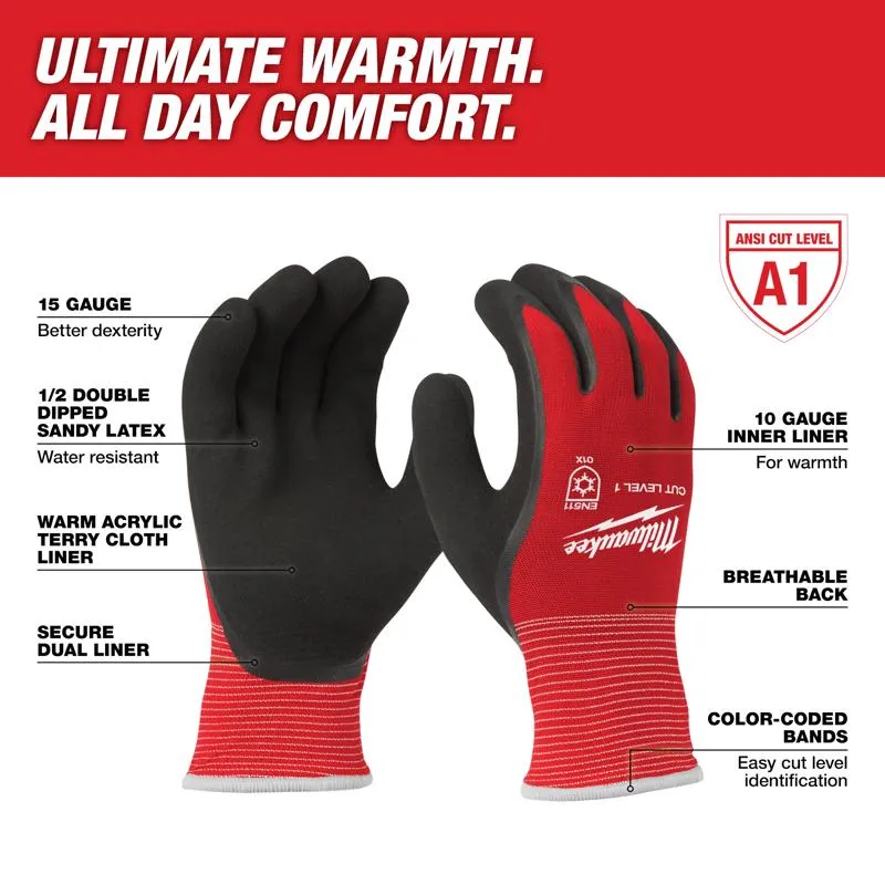 Milwaukee Winter Dipped Gloves Red XL 1 pair