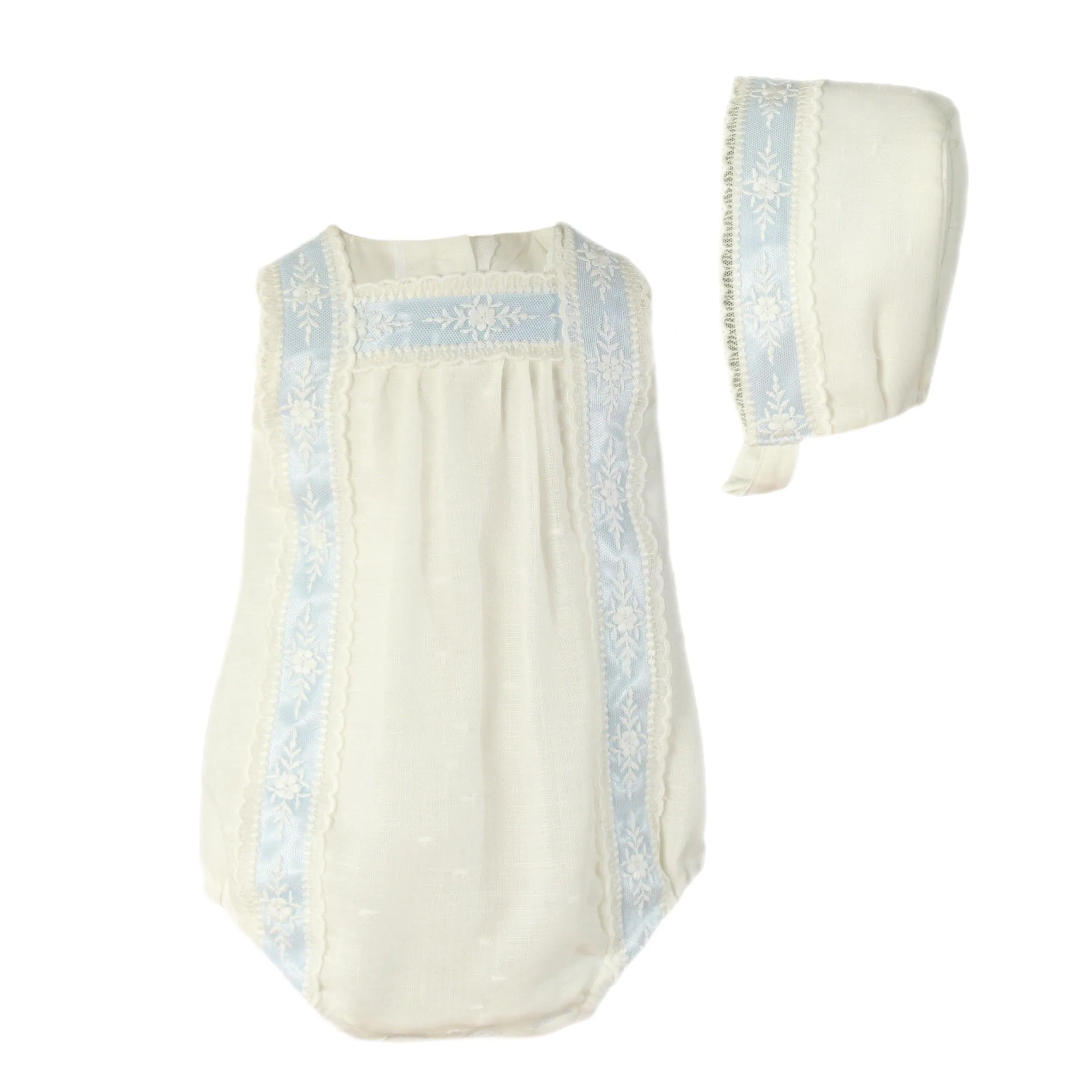 Miranda Cream Baby Romper with Bonnet 20PG