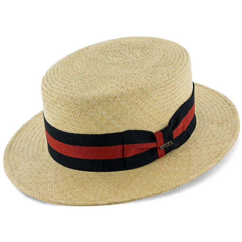 Navigator - Scala P369 Natural Panama Straw Boater Skimmer Hat