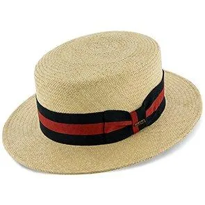 Navigator - Scala P369 Natural Panama Straw Boater Skimmer Hat