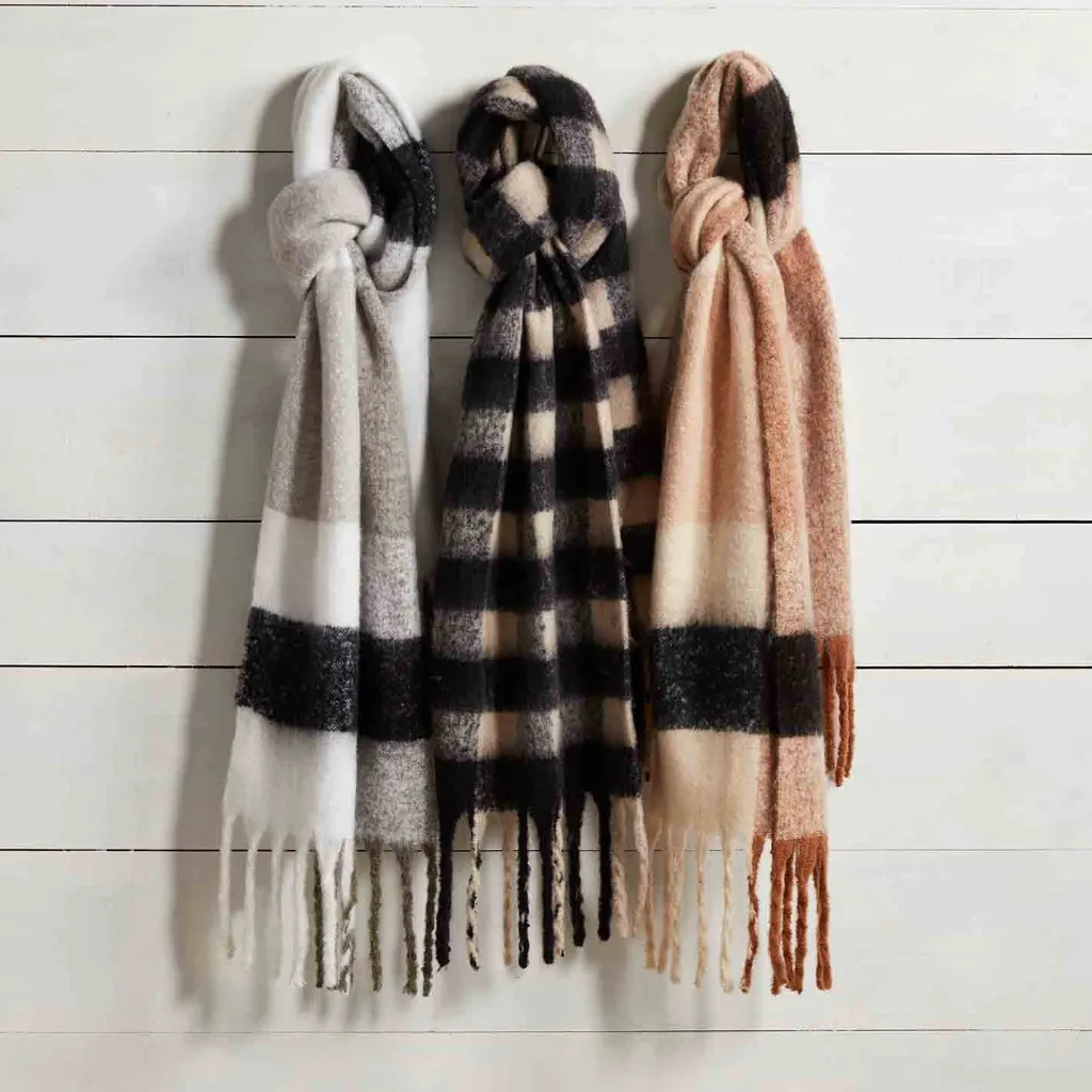 Neutral Check Scarf - Womens