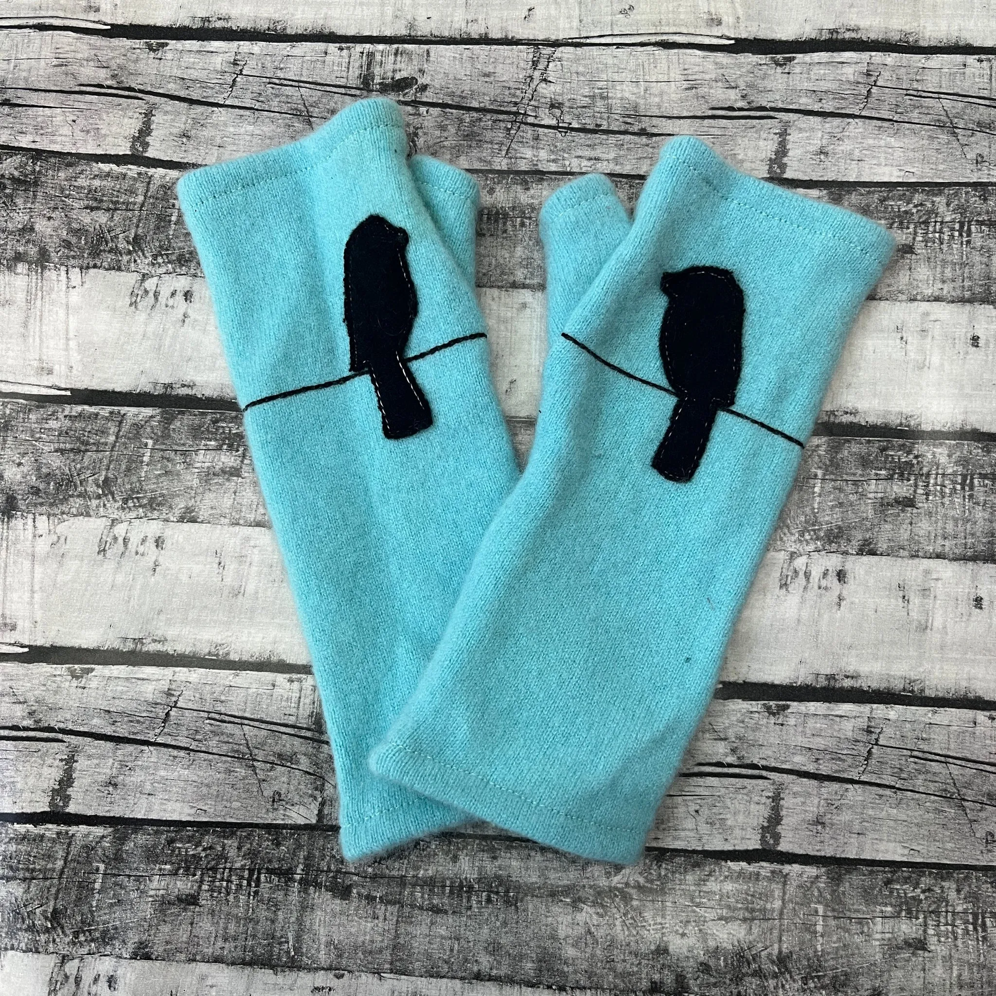 NEW! Cashmere Fingerless Gloves with Bird on Wire by Sardine Clothing Co.