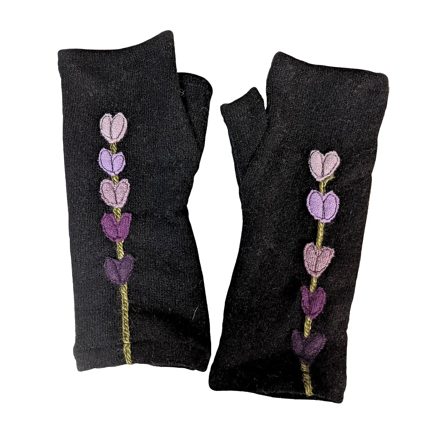 NEW! Cashmere Fingerless Gloves with Lupine by Sardine