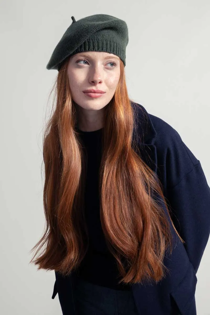 Nicole Recycled Cashmere Beret Green