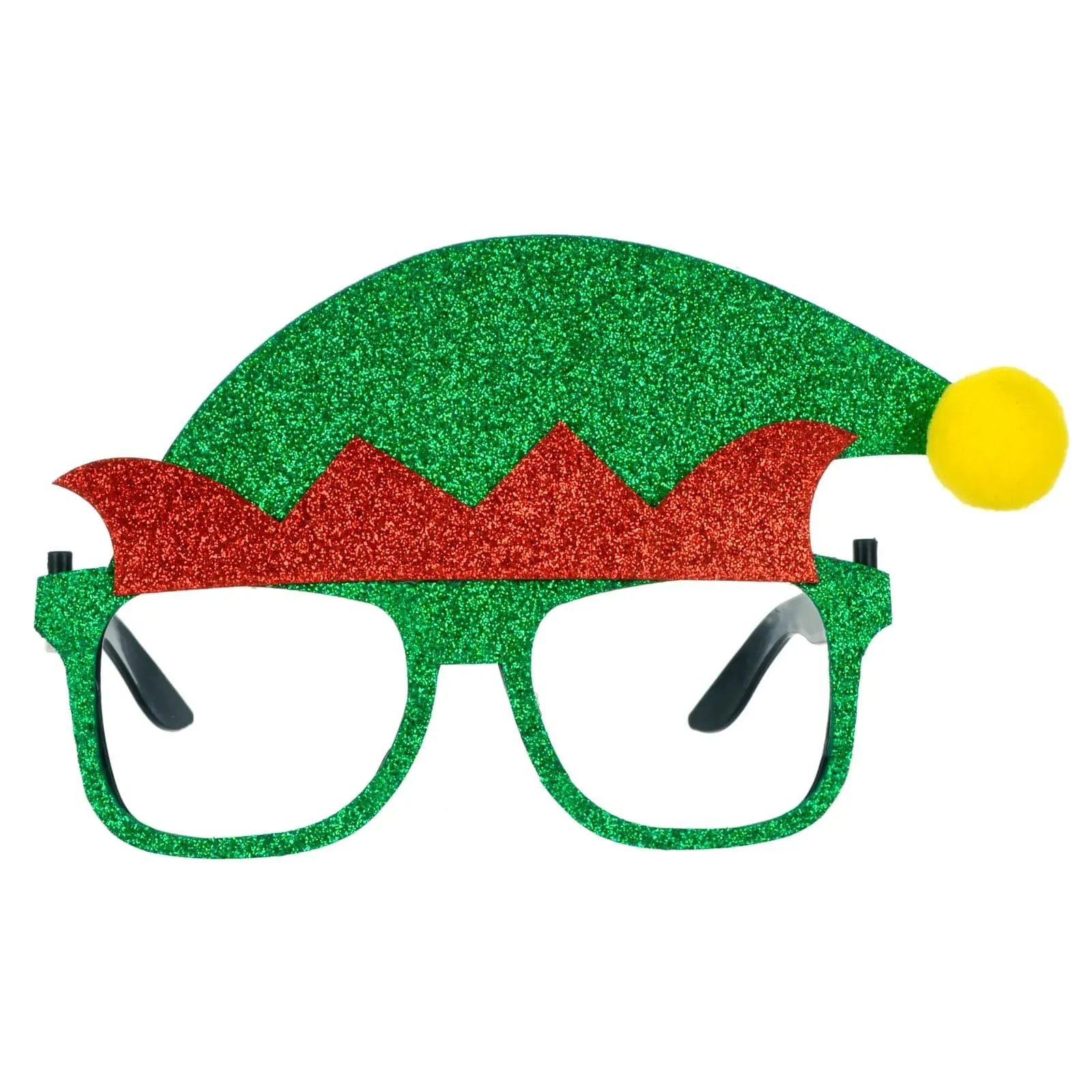 Novelty Elf Christmas Glasses Green Red Glitter Party Specs Fun