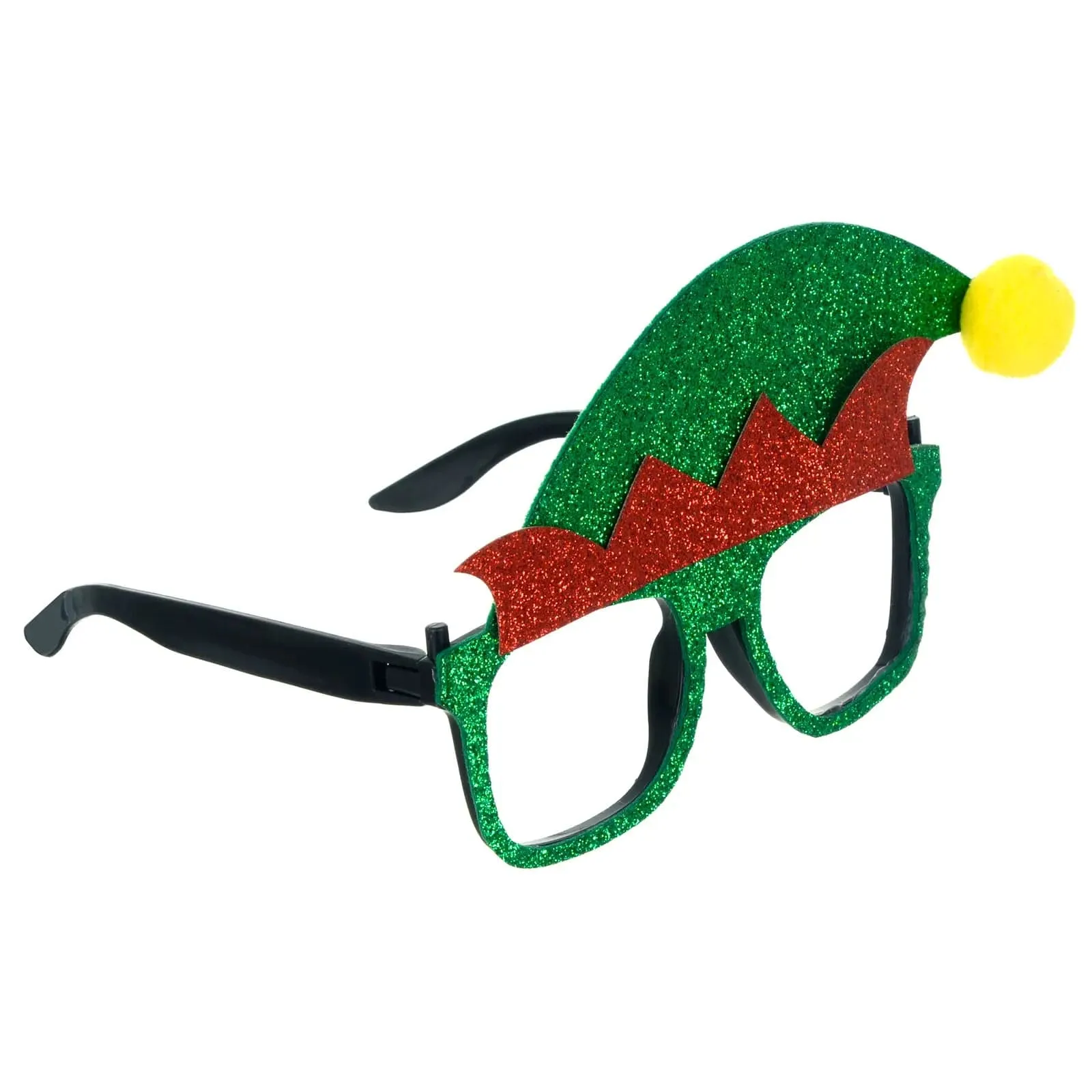 Novelty Elf Christmas Glasses Green Red Glitter Party Specs Fun