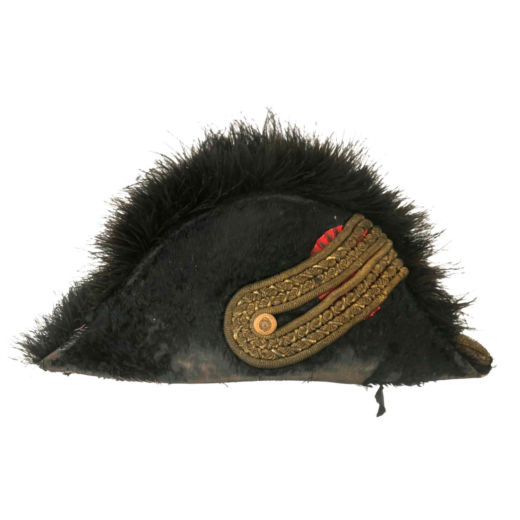 Original Spanish-American War Late 19th Century Spanish Officer’s Chapeau-Bras Collapsible Bicorn Cap by Madrid Based Manufacturer