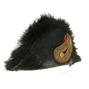 Original Spanish-American War Late 19th Century Spanish Officer’s Chapeau-Bras Collapsible Bicorn Cap by Madrid Based Manufacturer