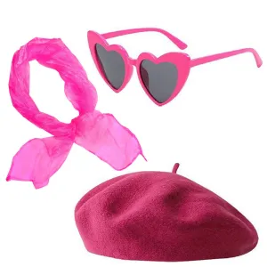 Pink French Beret Lady Instant Dress Up Set