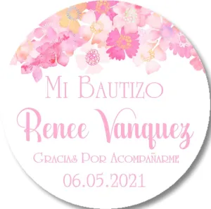 Pink Spanish Baptism Stickers Or Favor Tags