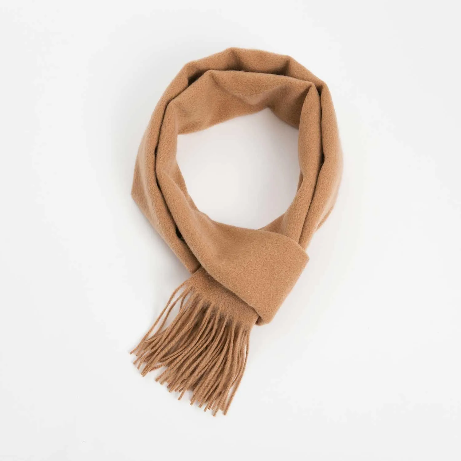 POSH FLEECE Pure Wool Scarf with Fringe Beige