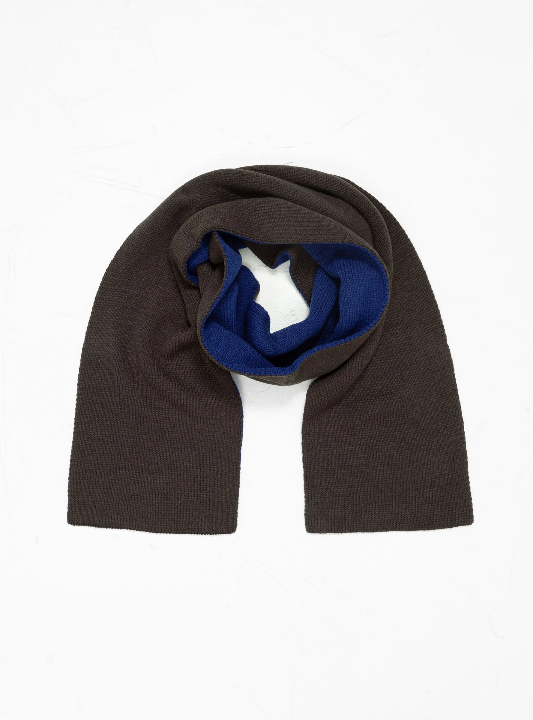 Reversible Chunky Muffler Scarf Charcoal & Blue