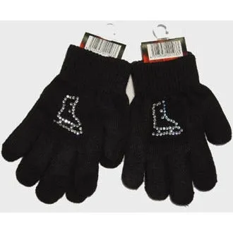 Rhinestone Ice Skate Logo Magic Stretch Gloves