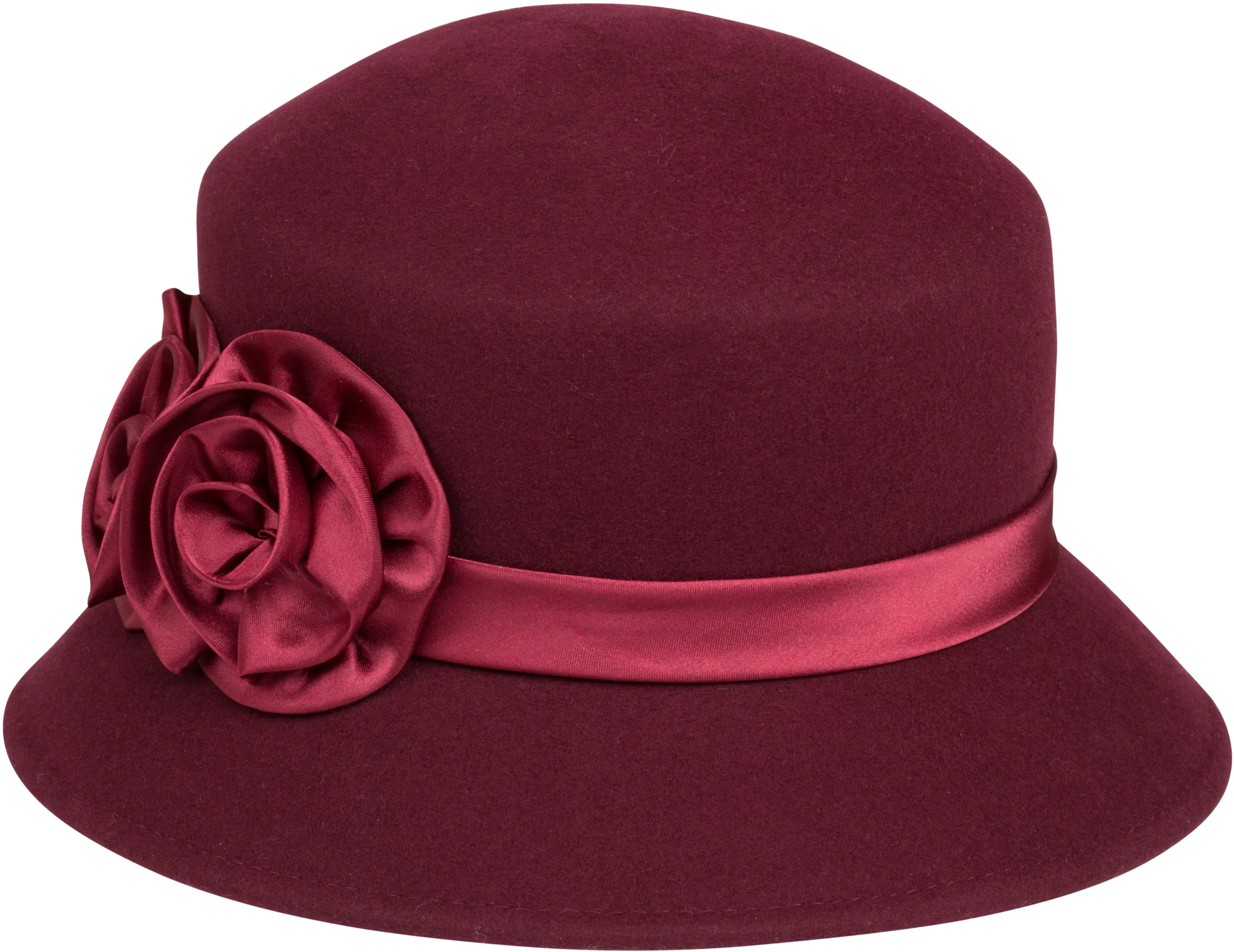 Sakkas Alice Satin Rose Vintage Style Wool Cloche Hat