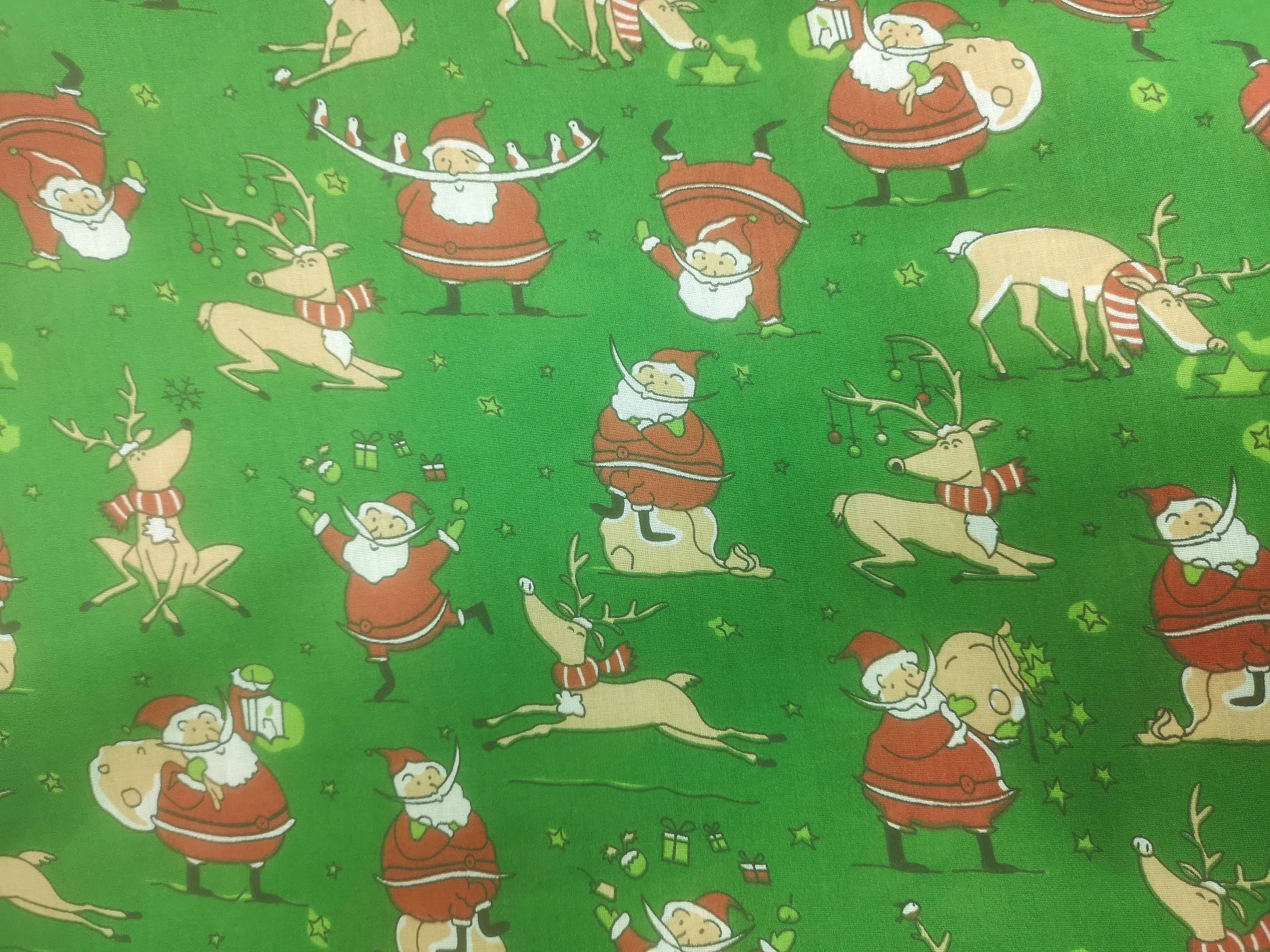 Santa's Reindeers - Poly/Cotton Print