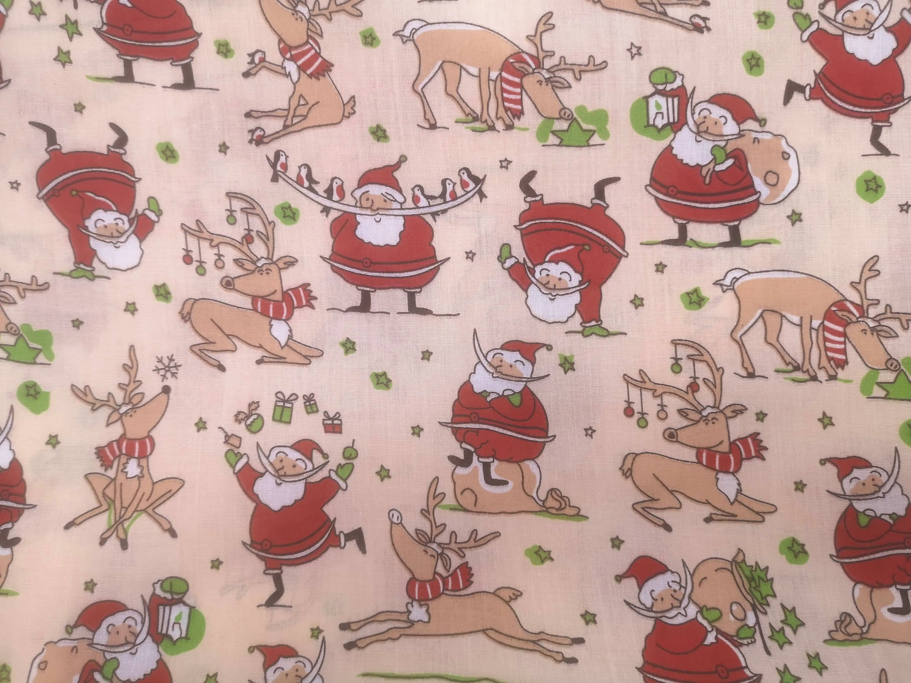 Santa's Reindeers - Poly/Cotton Print