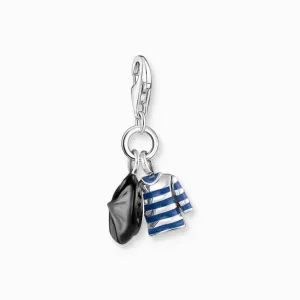 Sterling Silver Enamel Beret Hat And Breton Shirt Charm 2083-664-7