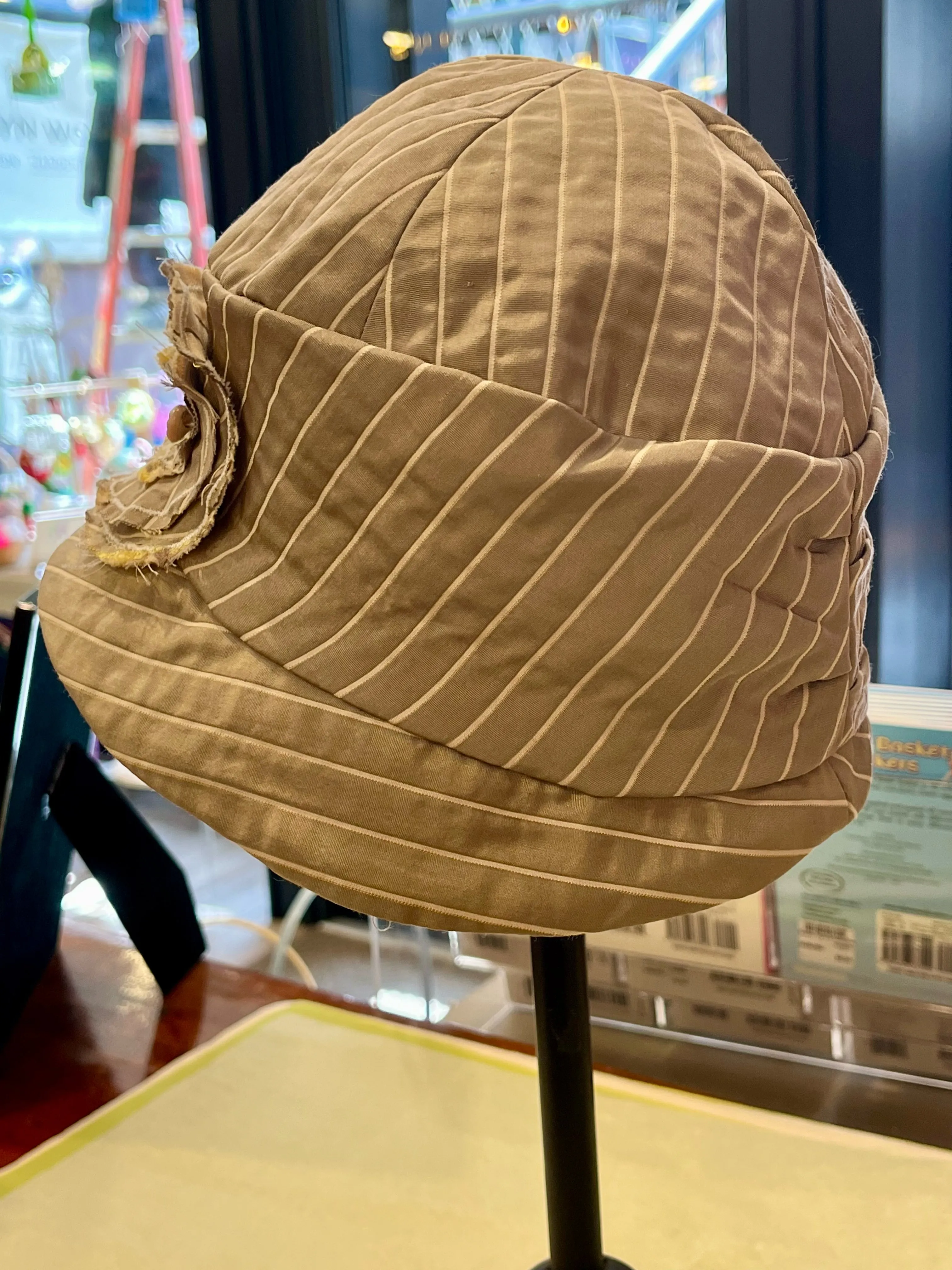 Taupe & Beige Satin Cloche Hat