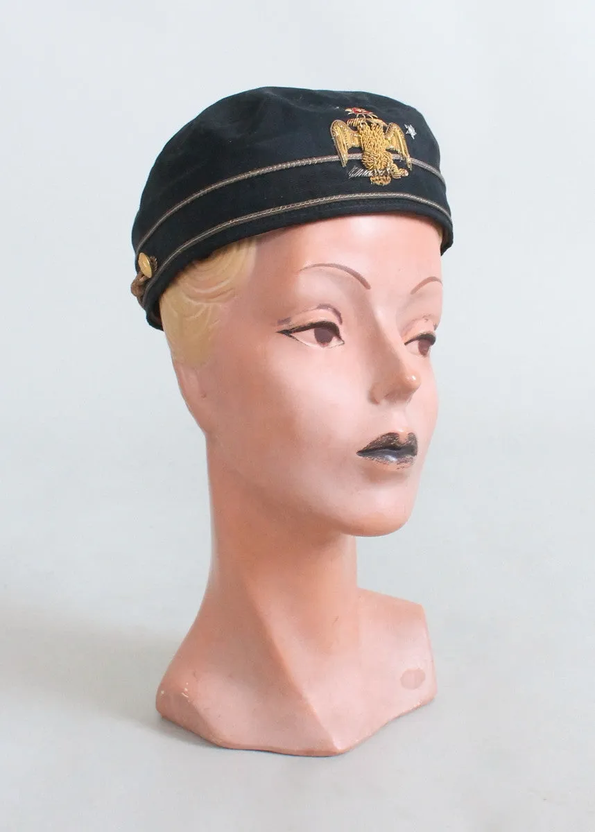 Vintage 1950s Metallic Embroidered Masonic Cap