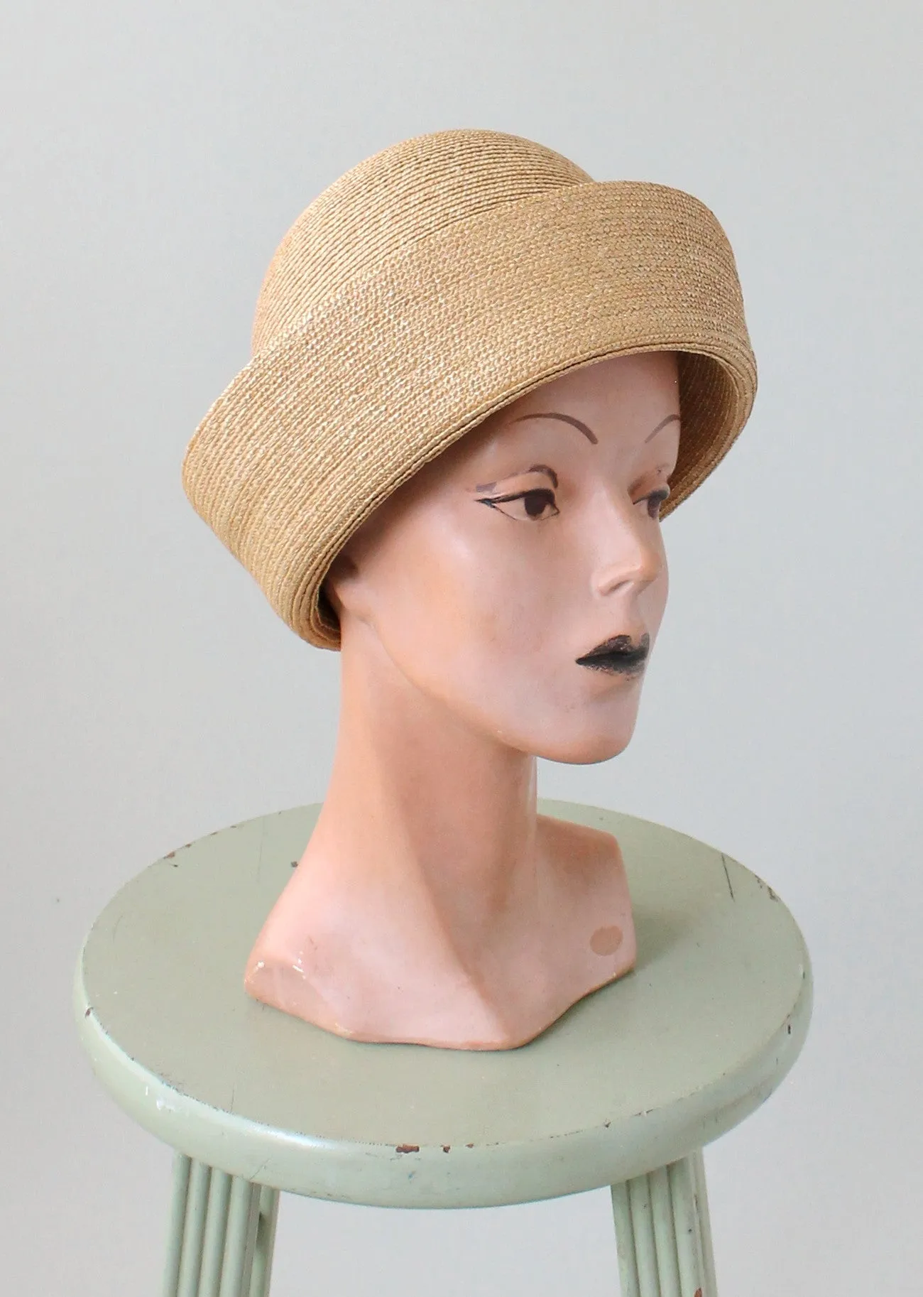 Vintage 1980s Laura Ashley Straw Cloche Hat