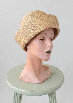 Vintage 1980s Laura Ashley Straw Cloche Hat