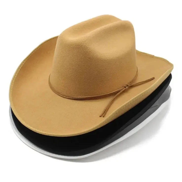 Vintage Wide Brim Leather Cowboy Hat Stylish Men's Fascinator