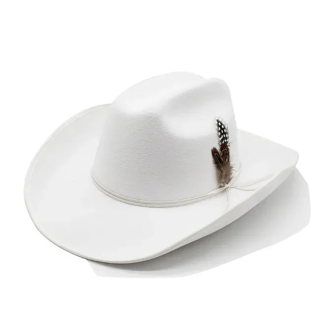 Vintage Wide Brim Leather Cowboy Hat Stylish Men's Fascinator