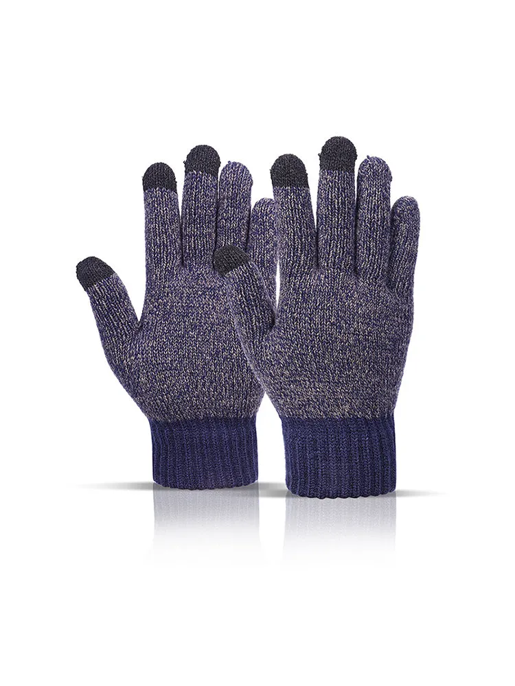 Warm Thickened Woolen Gloves Plus Size Fashionable Padded Knitted Gloves