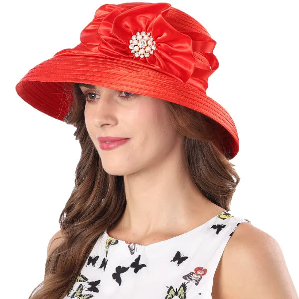 Women Church Hat Kentucky Derby Hats with Rhinestone S038