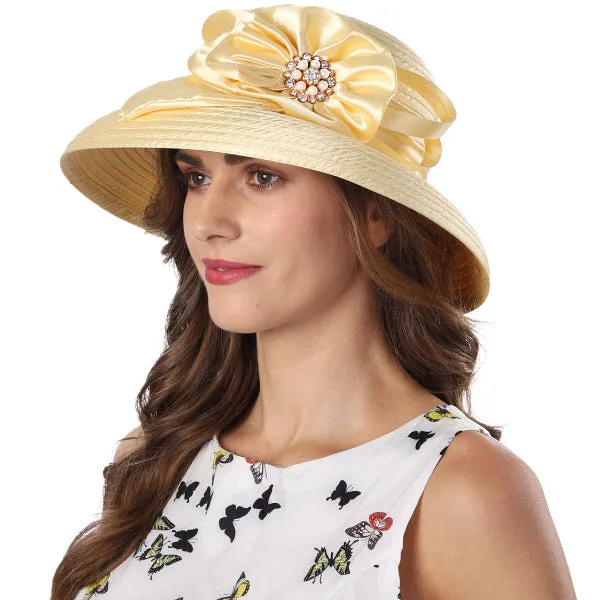 Women Church Hat Kentucky Derby Hats with Rhinestone S038