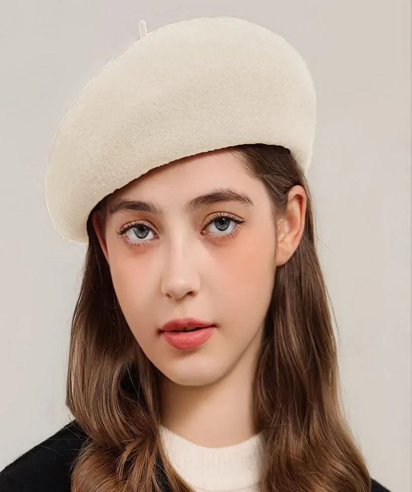 Wool Blend French Beret Hat for Men and Women Plain